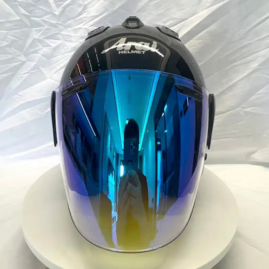 Casque Noir brillant avec visière Fumée Bleu VZ-Ram AraiForge®