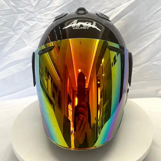 Casque Noir brillant avec visière Iridium Orange VZ-Ram AraiForge®